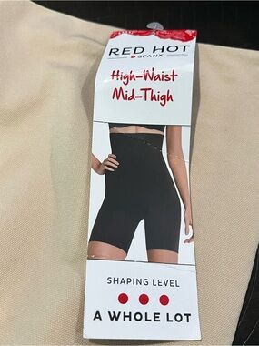 3X Spanx Red Hot High-Waist Mid-Thigh Shaping Shorts - Nude